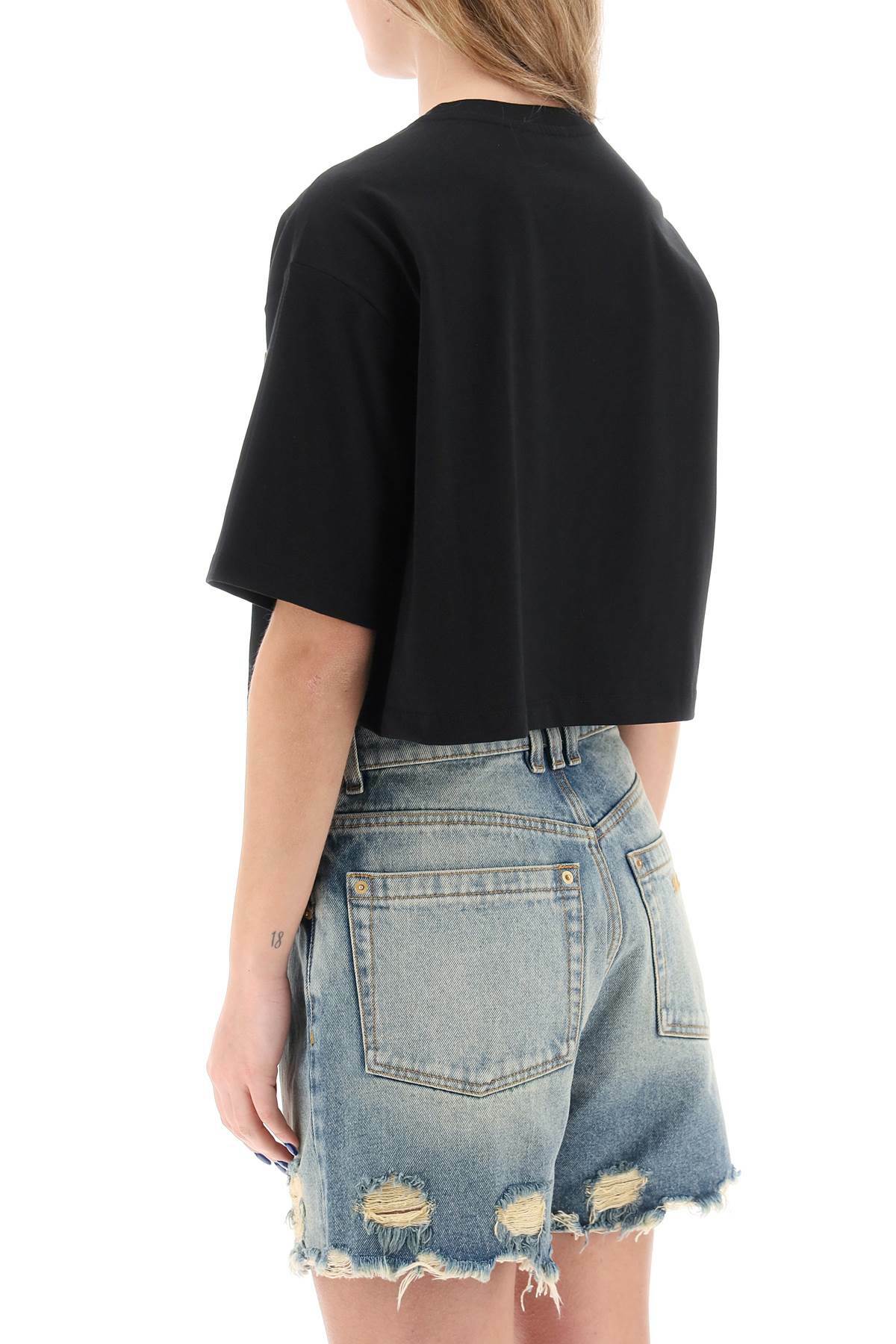 Balmain Print Cropped T-Shirt