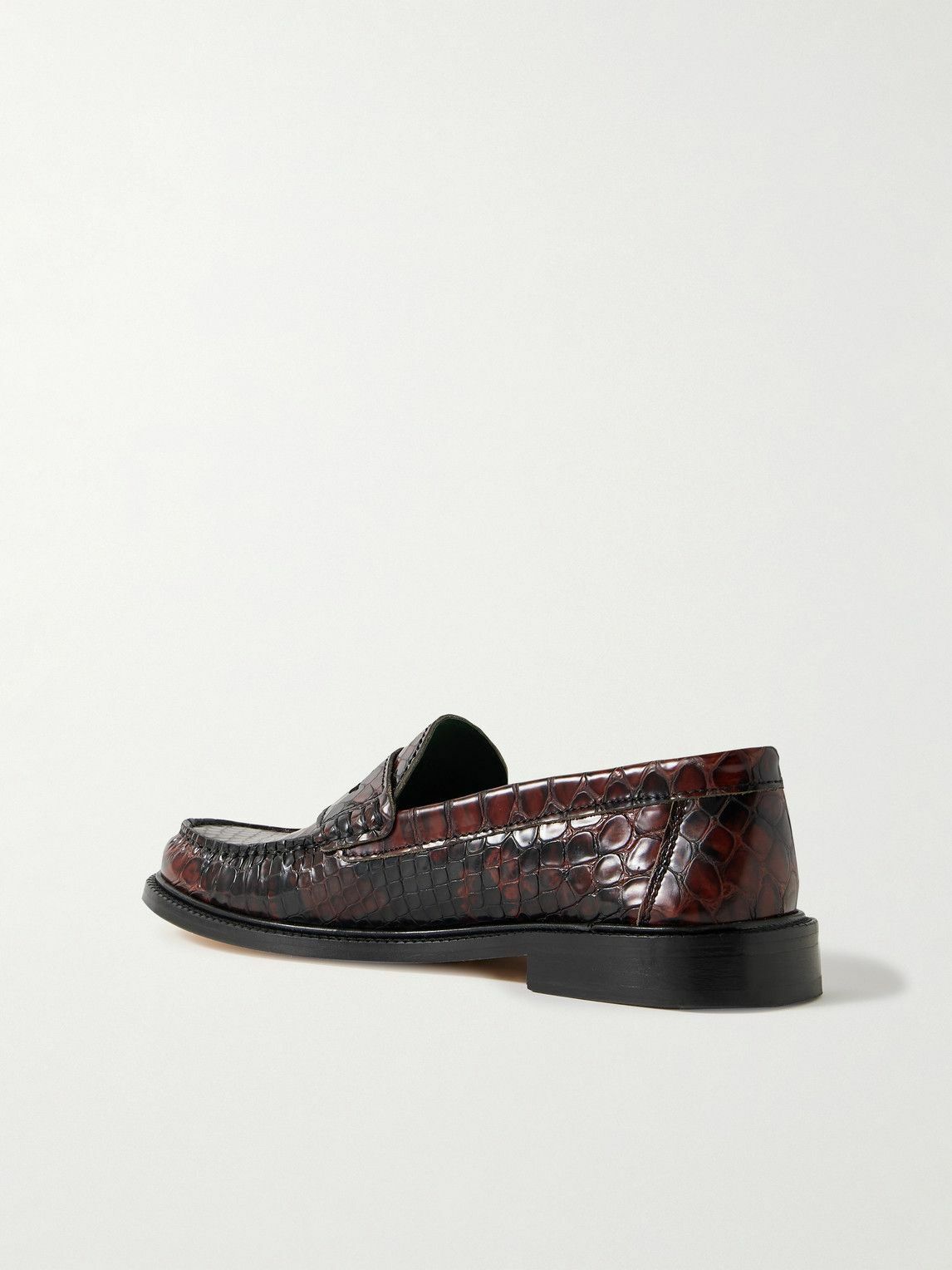 VINNY's - Yardee Python-Effect Leather Penny Loafers - Brown VINNYs