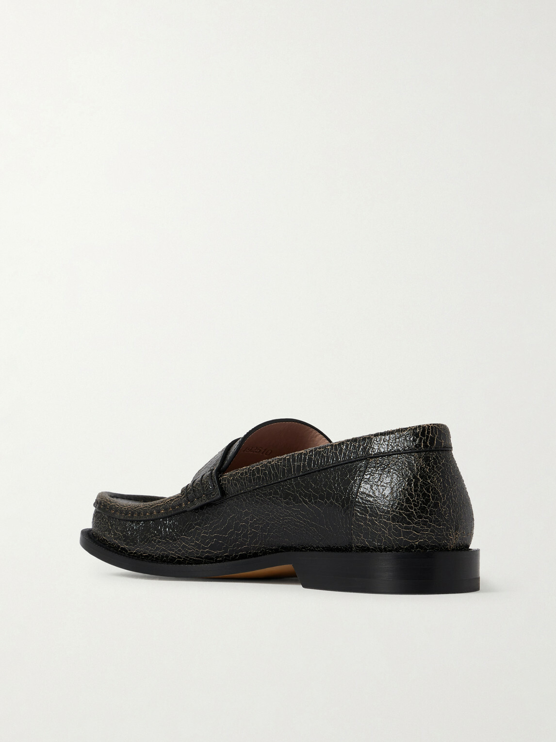 LOEWE - Campo Cracked-Leather Loafers - Black