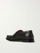 LOEWE - Campo Cracked-Leather Loafers - Black