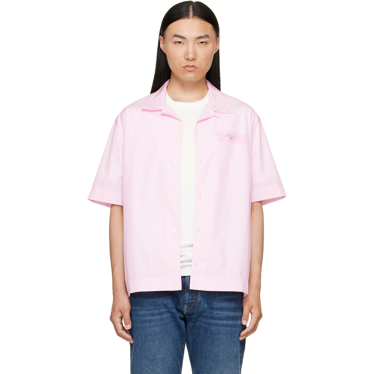 Givenchy Pink 'Givenchy Paris Paint Print' Poplin Shirt