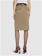 SAINT LAURENT Cotton Gabardine Midi Skirt
