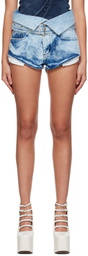 Marques Almeida Blue Folding Waistband Denim Shorts