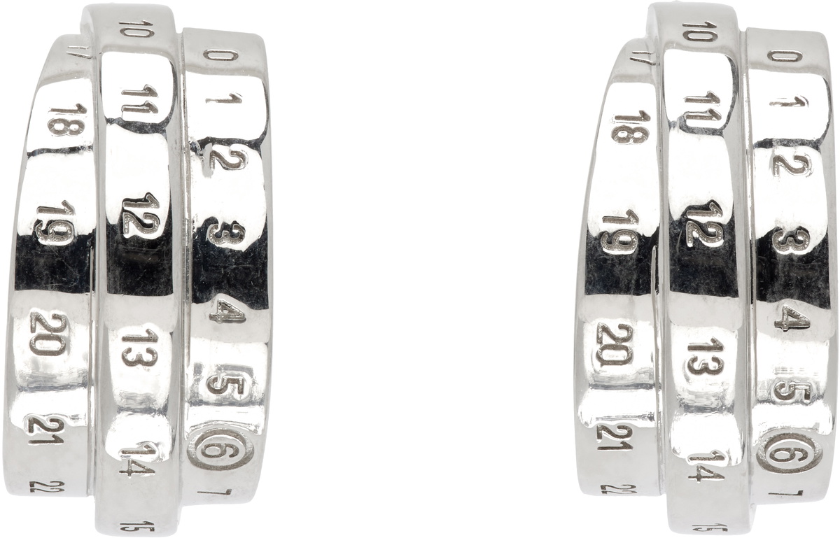 MM6 Maison Margiela Silver New Numerical Logo Earrings MM6