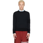 Thom Browne Navy Ottoman Milano Stitch 4-Bar Bomber Sweater
