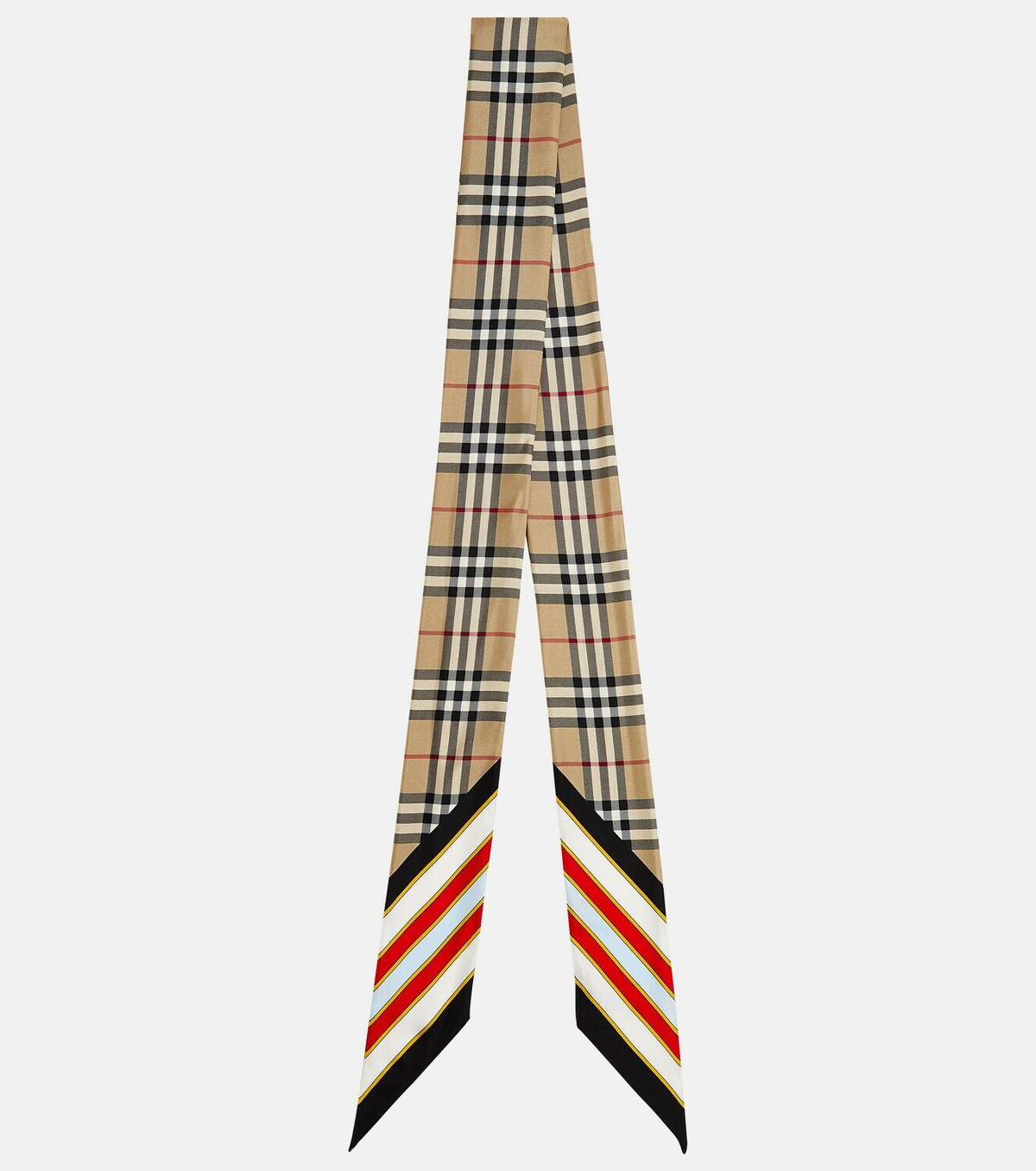 BURBERRY｜ (Skinny Reversible Vintage Silk Scarf (809455 FCF075E9-F00C-4DEF-BD47-