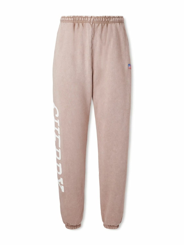 Photo: Cherry Los Angeles - Hollywood Tapered Printed Cotton-Fleece Sweatpants - Brown