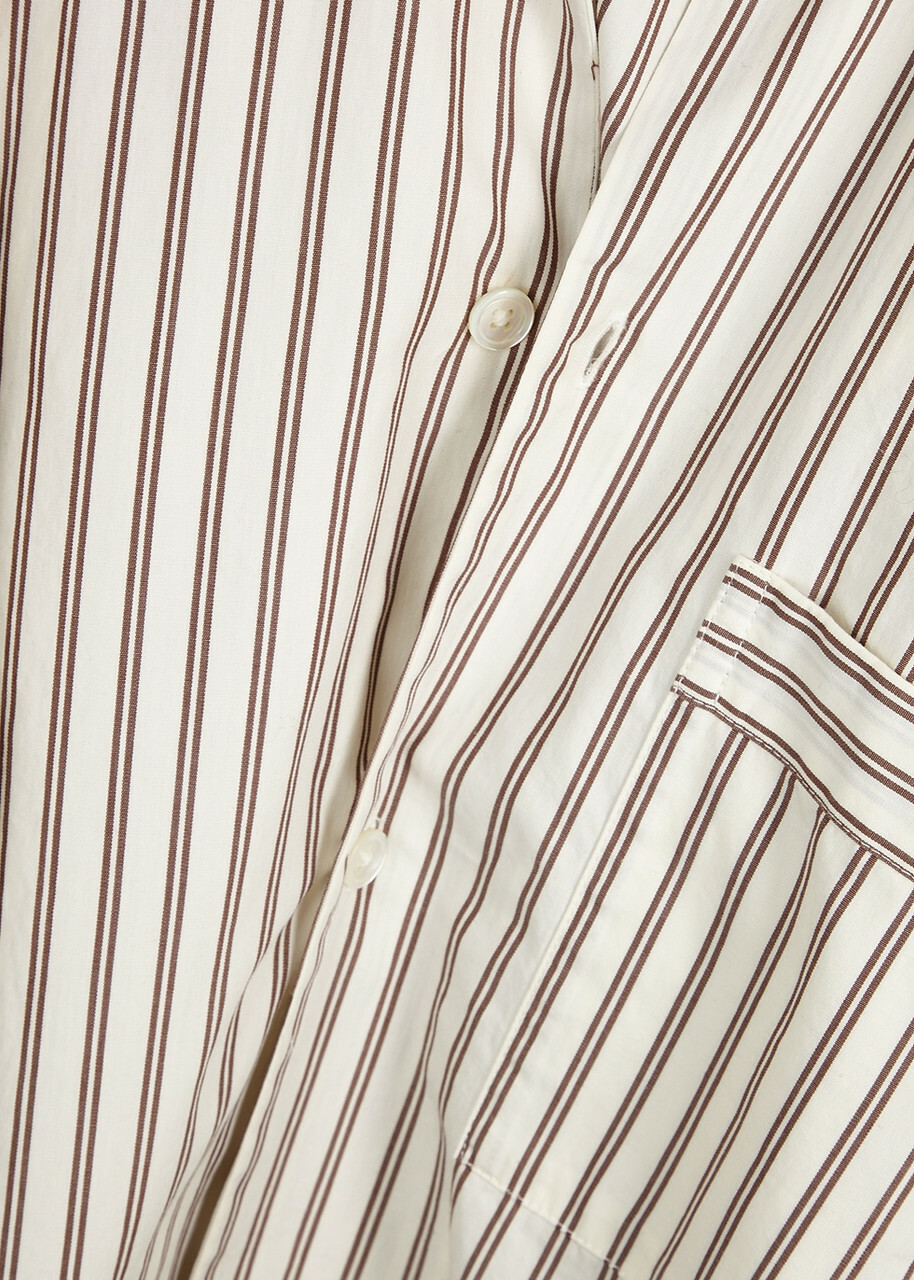 Tekla Unisex Striped Poplin Pyjama top White