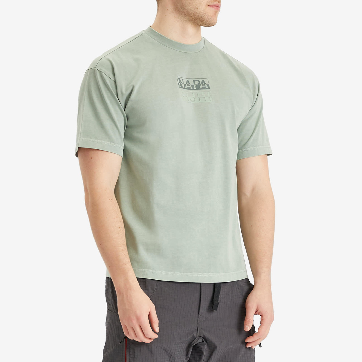 Napapijri Men's Split Logo T-Shirt in Green Mil G1