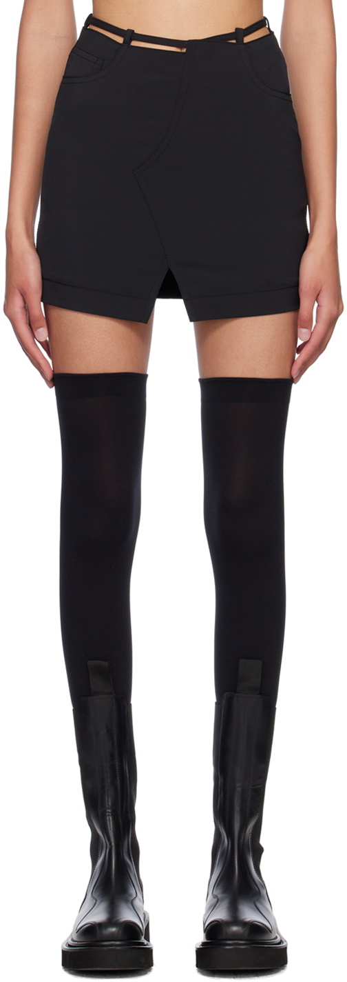 J KOO Black Strap Miniskirt