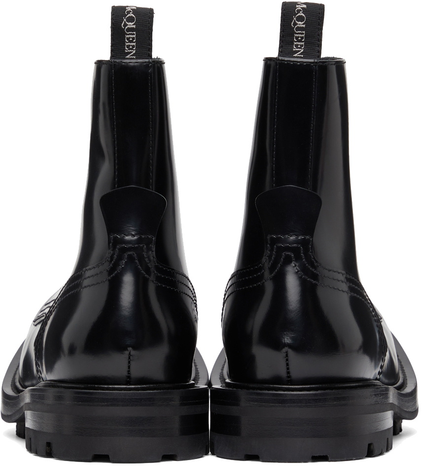 Alexander McQueen Black Polished Work Boots