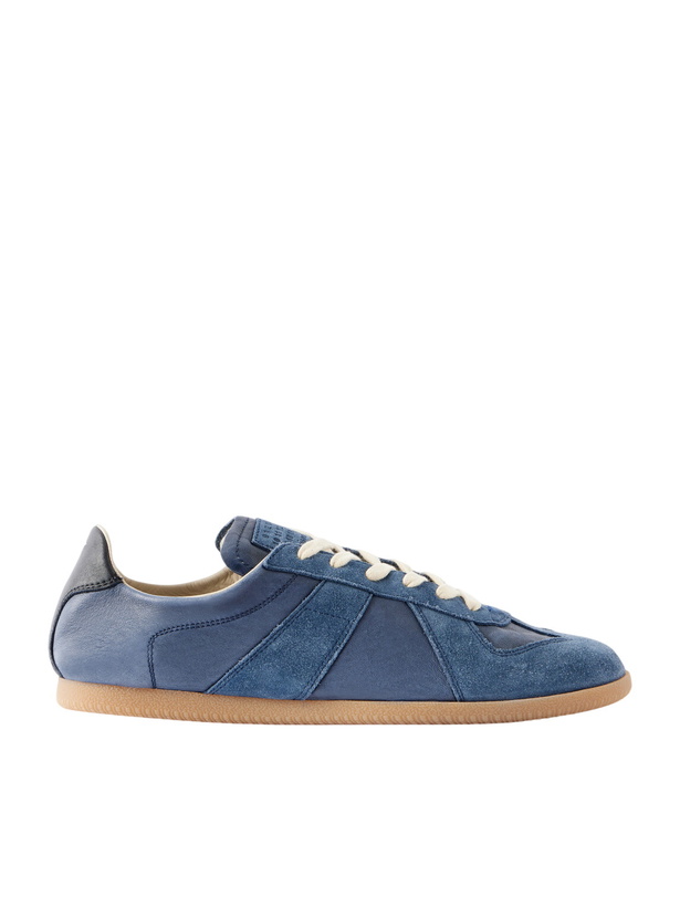 Photo: Maison Margiela - Replica Suede-Trimmed Leather Sneakers - Blue
