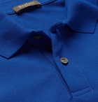 Berluti - Leather-Trimmed Cotton-Piqué Polo Shirt - Men - Blue