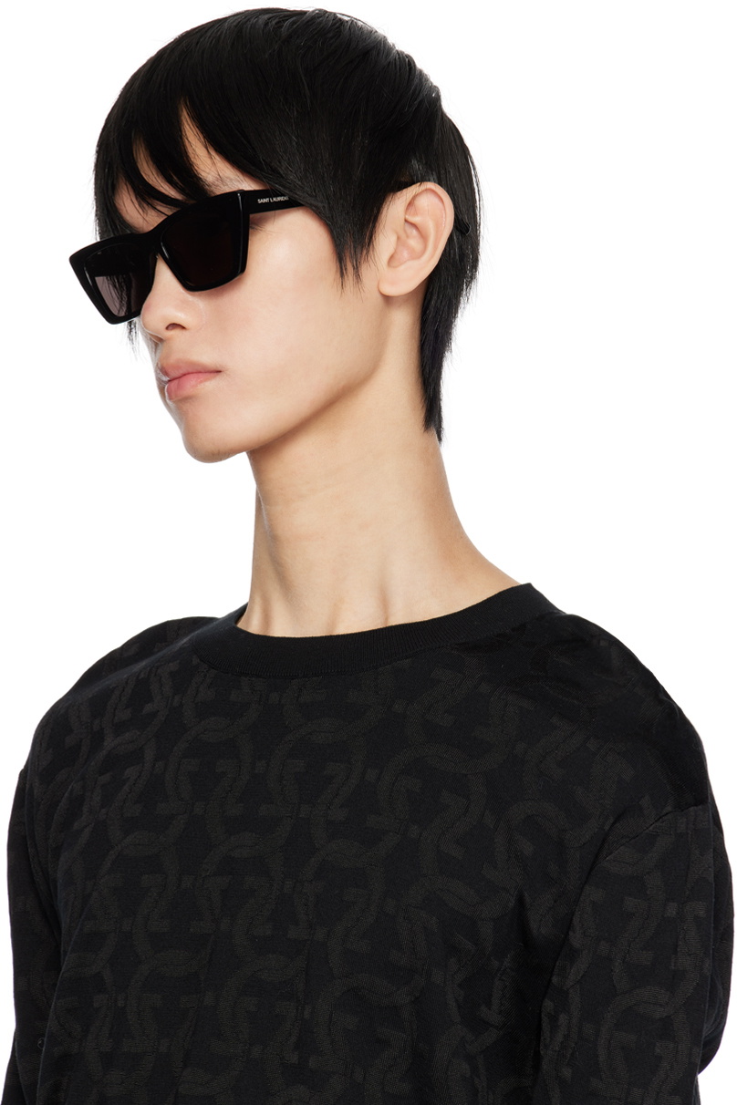 サングラス SAINT LAURENT Black Grey Mica Sunglasses SL 276 MICA 001 Saint Laurent SL 276 Mica 001 Shiny Black Sunglasses - eye
