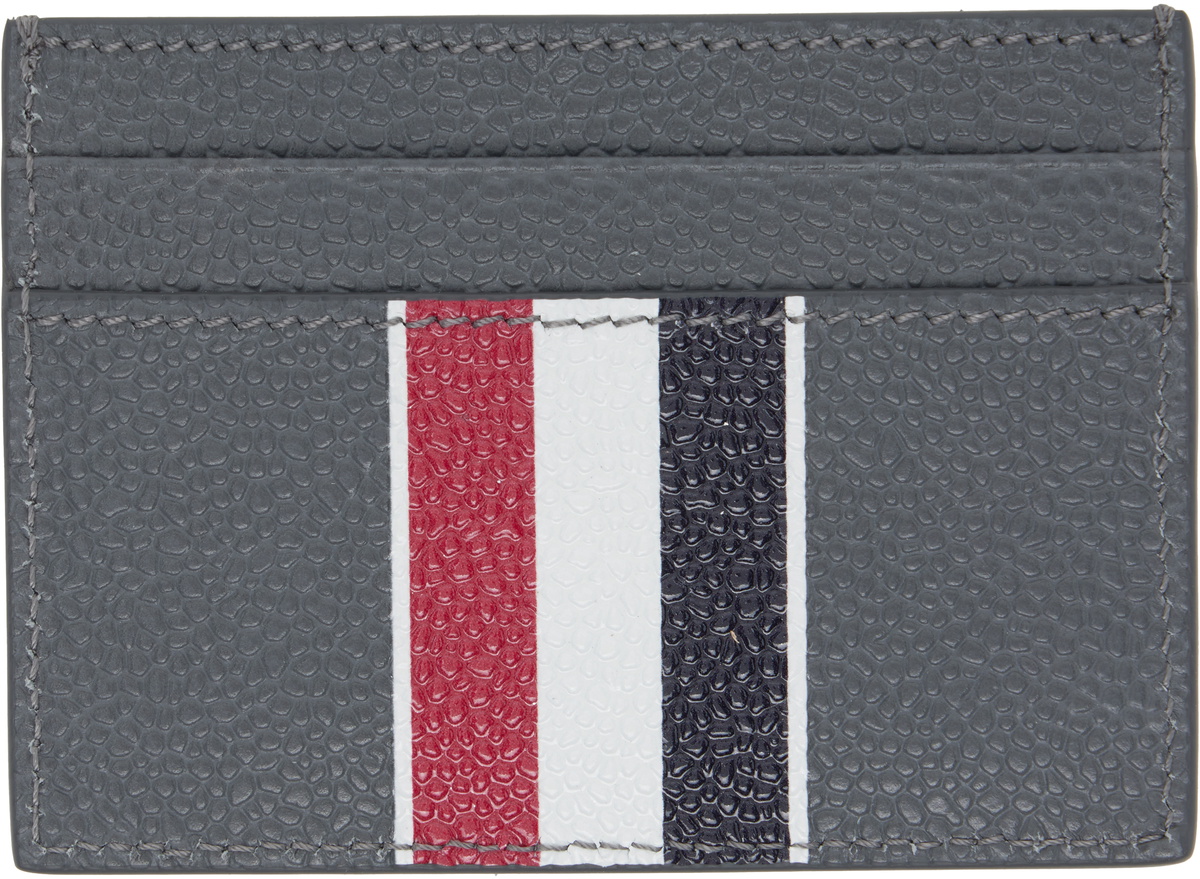 Thom Browne Gray RWB Stripe Double Sided Card Holder