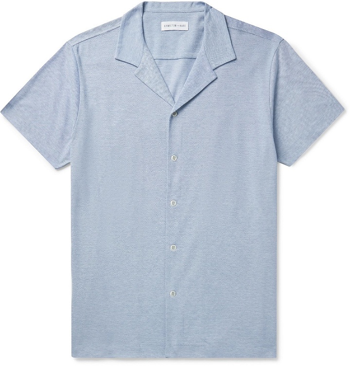 Photo: Hamilton and Hare - Camp-Collar Cotton-Piqué Shirt - Blue
