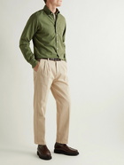 Drake's - Button-Down Collar Cotton-Flannel Shirt - Green