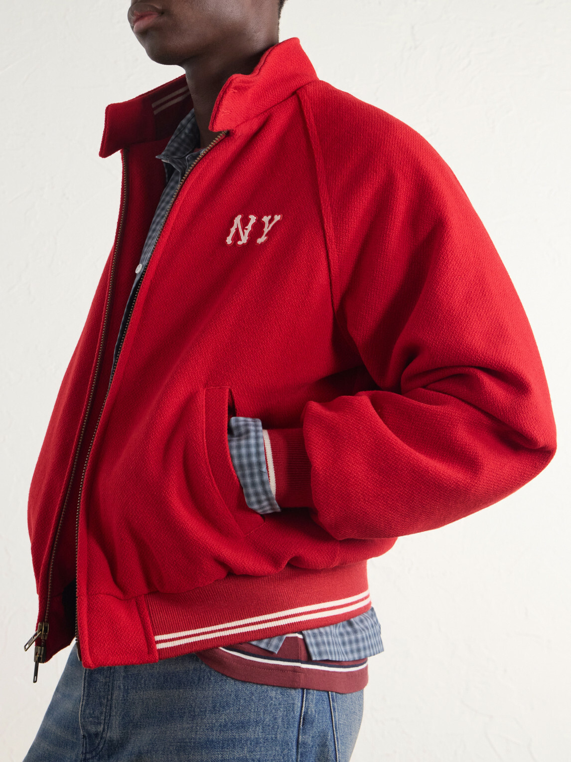 Aimé Leon Dore - Ny Highlanders Logo-Embroidered Wool-Blend Varsity Jacket - Red