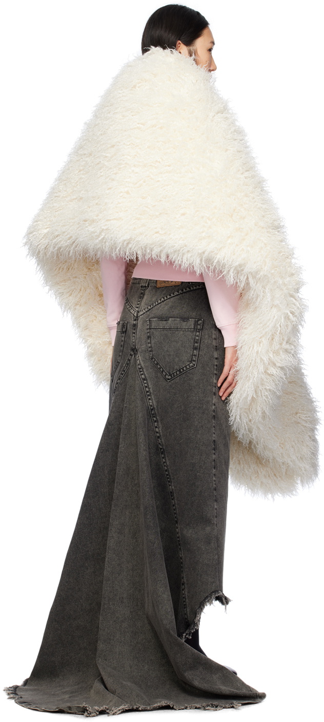 VAQUERA Off White Hook Eye Faux Fur Vest