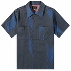 Needles Men's Kimono Jacquard Vacation Shirt in Blue Arrow