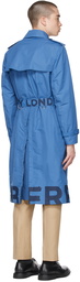 Burberry Blue Lightweight Logo Trench Coat