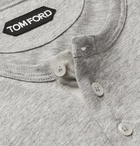 TOM FORD - Mélange Cotton-Jersey Henley T-Shirt - Men - Gray