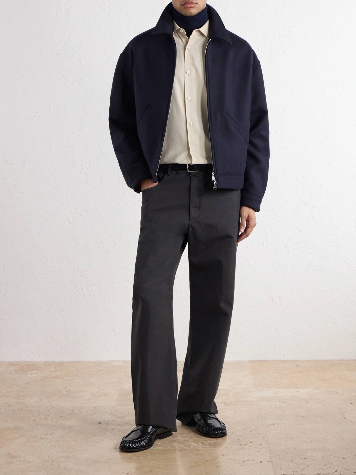 Valstar - Brushed Virgin Wool-Twill Bomber Jacket - Blue