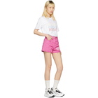 MSGM Pink Cut-Off Denim Shorts