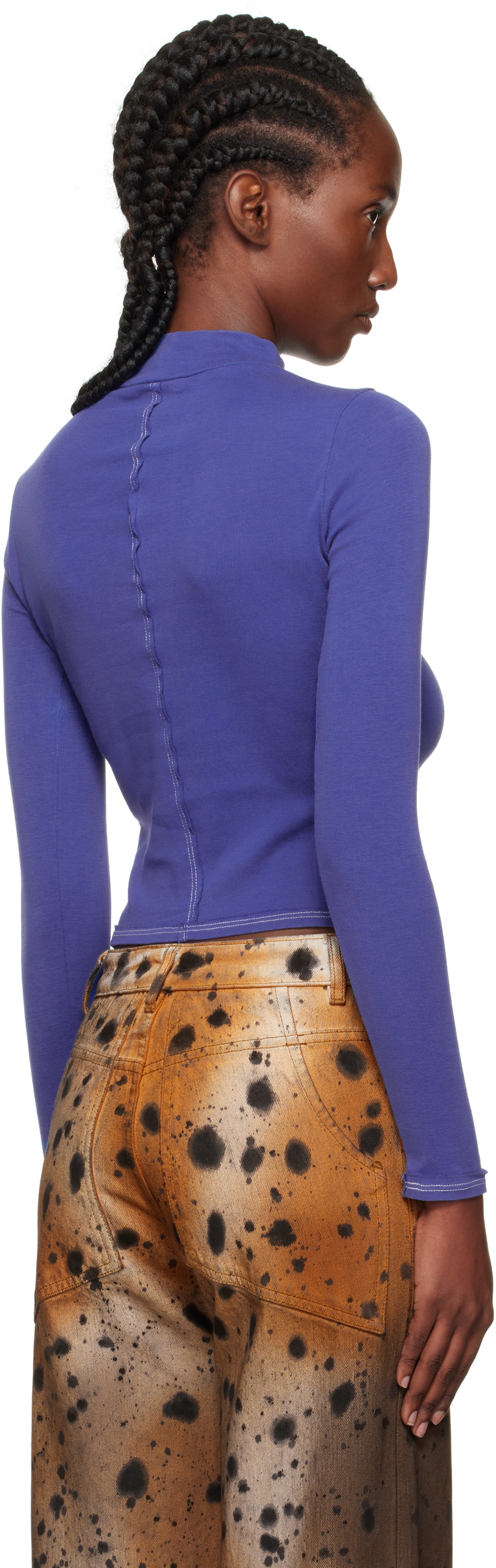 Eckhaus Latta Navy Lapped Baby Turtleneck
