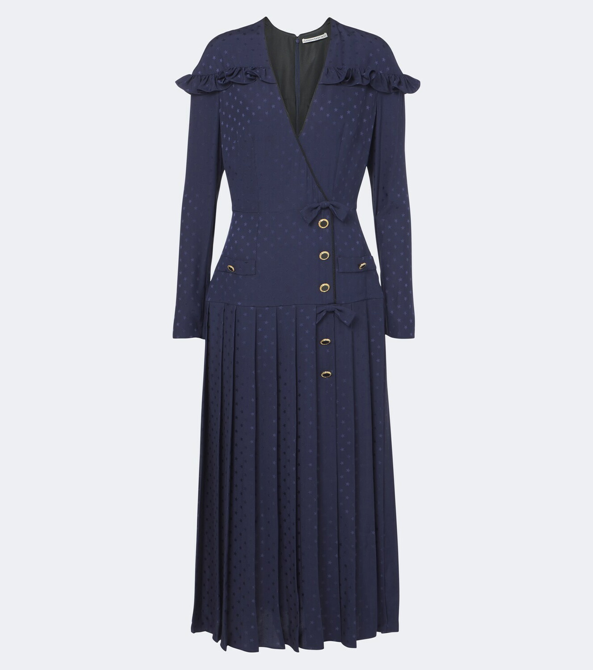Alessandra Rich Pleated silk jacquard midi dress