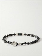 Mikia - Silver Obsidian Beaded Bracelet - Black