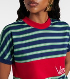 Versace Logo embroidered striped cotton T-Shirt