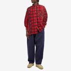 Needles Men's 7 Cuts Over Dyed Wide Flannel Shirt in Red 