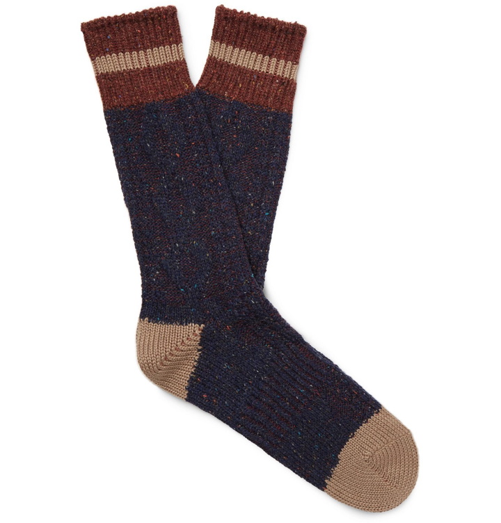 Photo: Anonymous Ism - Mélange Cable-Knitted Socks - Blue
