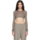 Rick Owens Taupe Tower LS Crop T-shirt