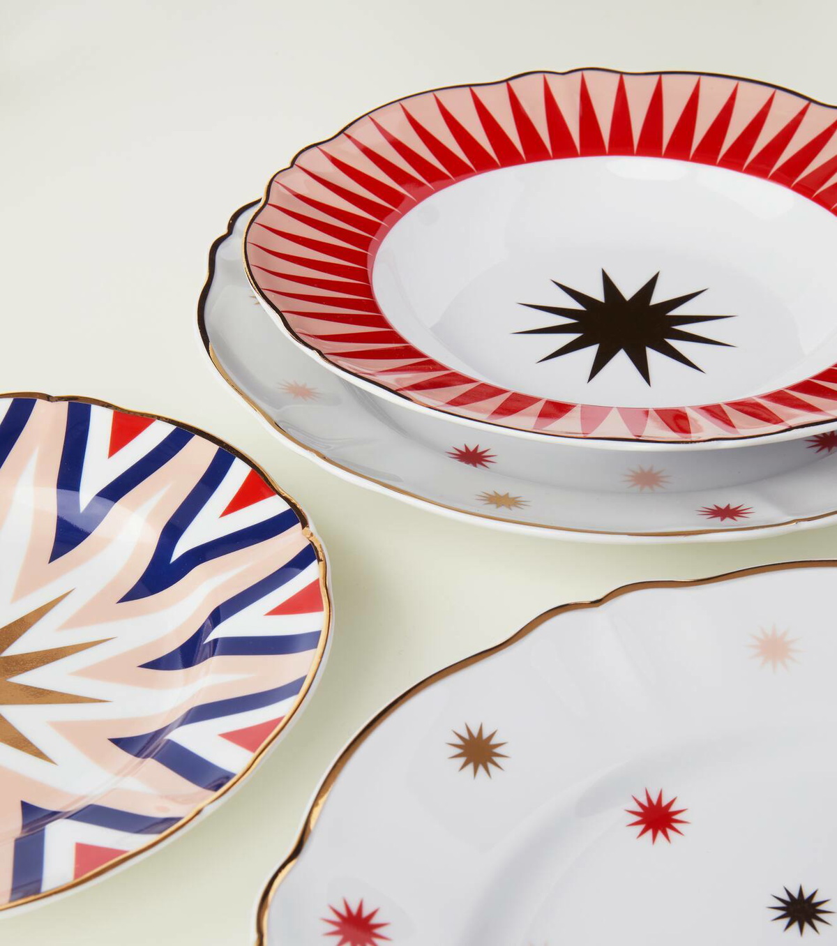 Bitossi Baleno set of 4 porcelain soup plates