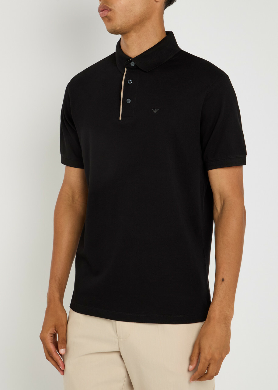 Emporio Armani Logo-embroidered Piqué Cotton Polo Shirt