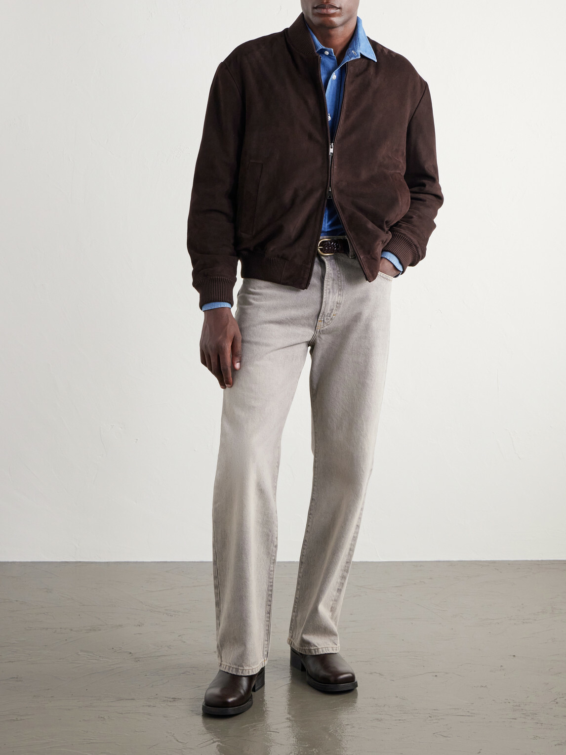 Altea - Suede Blouson Jacket - Brown