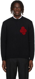 Ernest W. Baker Black Crochet Rose Sweater