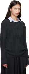 Acne Studios Gray Ribbed Crewneck Knit Sweater