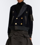 Sacai Paneled wool flannel and twill jacket