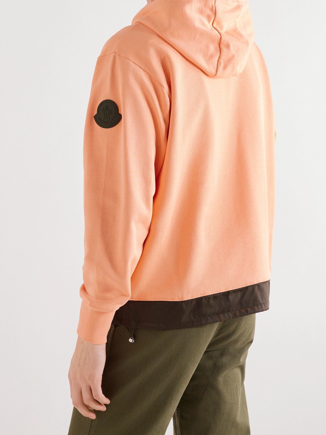 Moncler - Logo-Appliquéd Shell-Trimmed Cotton-Jersey Hoodie