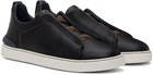 ZEGNA Black Triple Stitch Low Top Sneakers