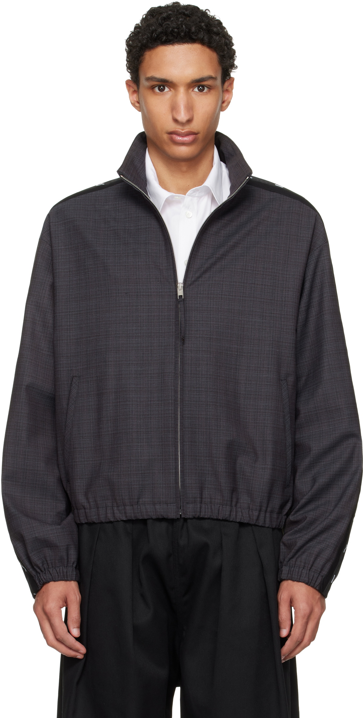 Moschino Gray Logo Tape Jacket
