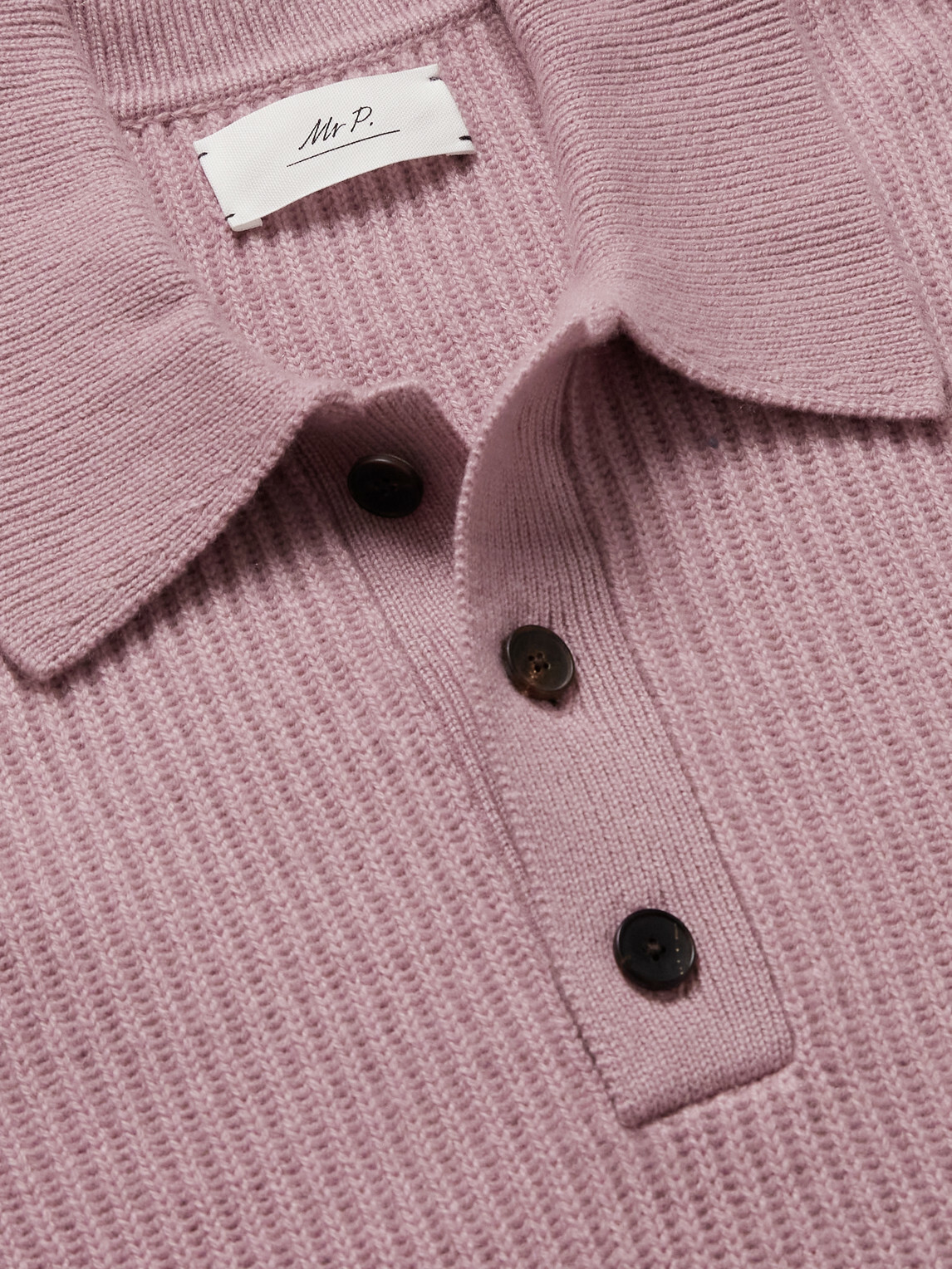 Mr P. - Ribbed Cashmere Polo Shirt - Pink