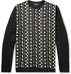 Fendi - Slim-Fit Logo-Jacquard Cotton Sweater - Black