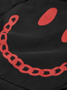 Raf Simons - Smiley Logo-Appliquéd Distressed Printed Cotton-Jersey Hoodie - Black