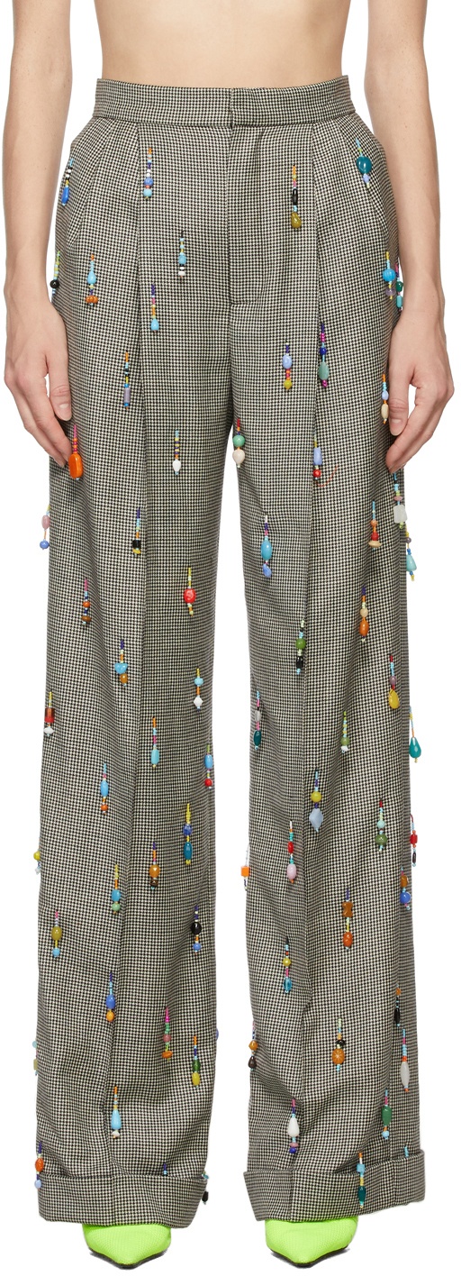 Marshall Columbia SSENSE Exclusive Black & White Hand-Beaded Trousers
