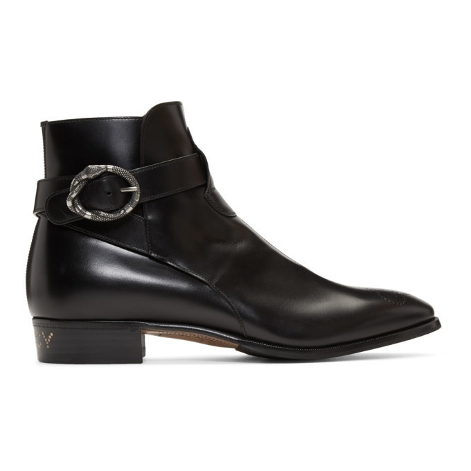 Photo: Gucci Black Side Buckle Guccy Plata Boots