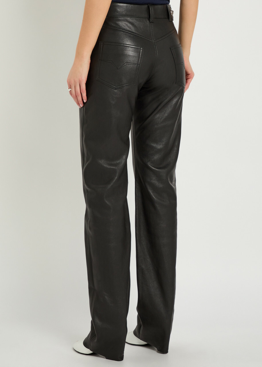 Versace Straight-leg Leather Trousers Black